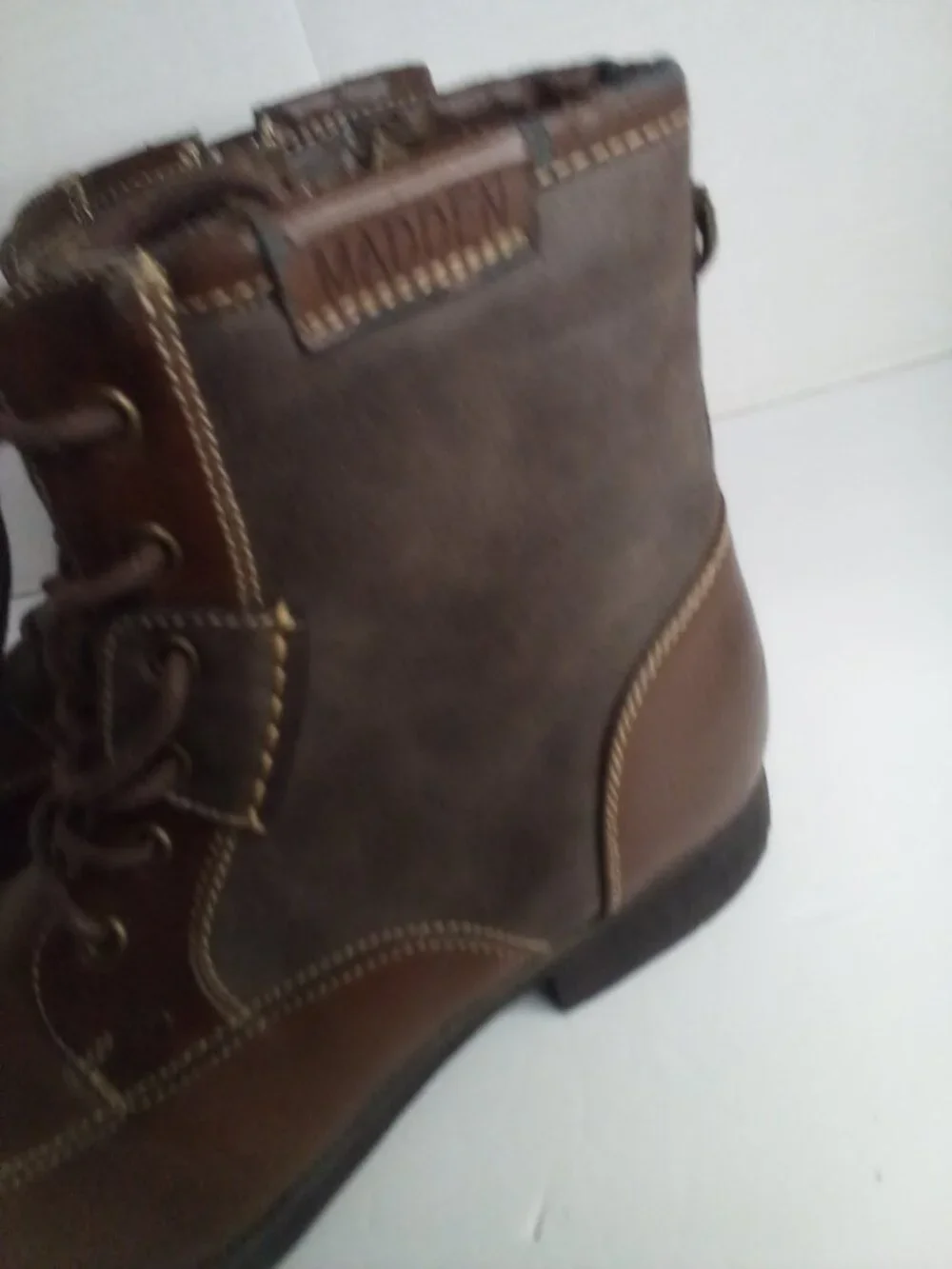 Steve Madden Boots Men 11.5 M Lace Up Zipper Leather Ankle